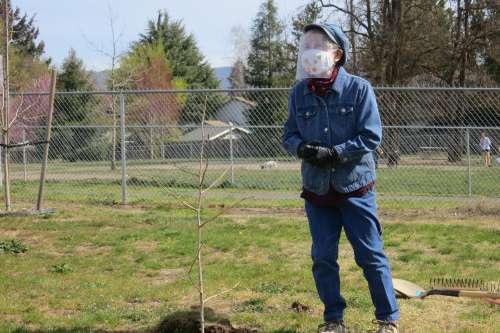 Hideko thanks Urban Forestry Committee for sponsoring the tree